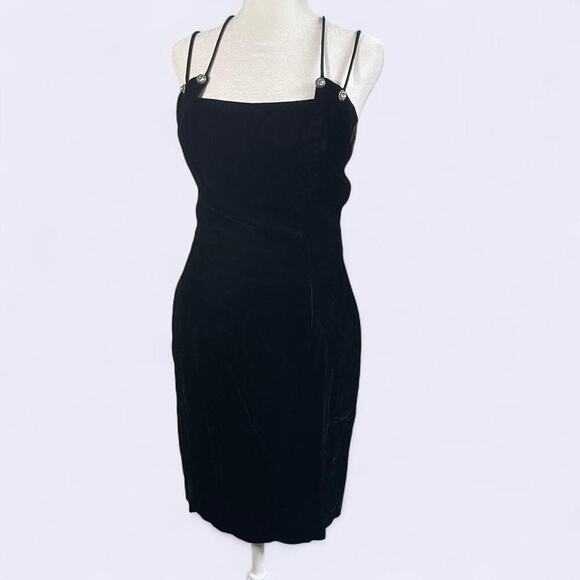 Vtg 90s Y2K Jessica McClintock Gunne Sax Velvet Black Dress Whimsygoth Size 7/8 - Picture 1 of 8